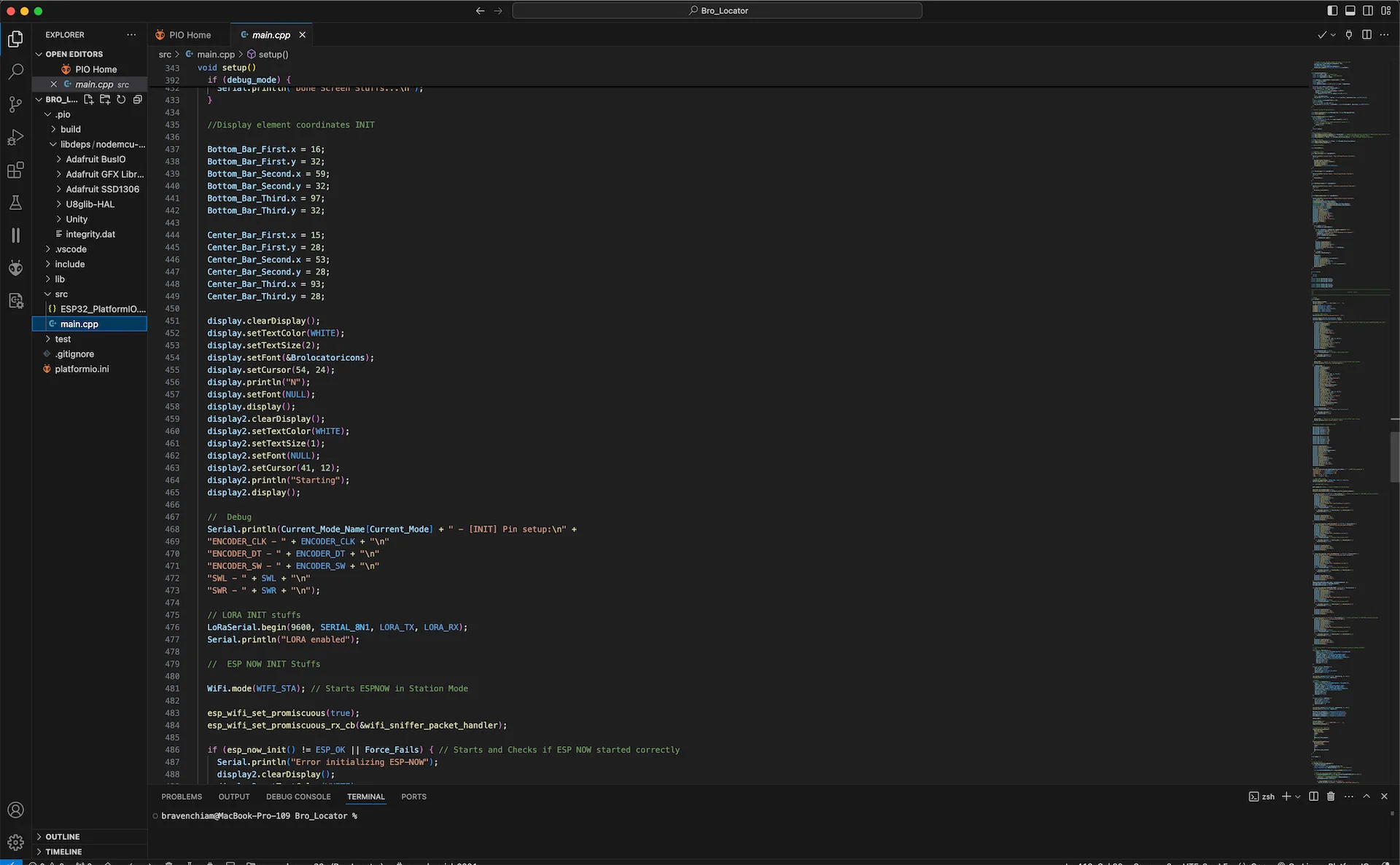 PlatformIO code screenshot