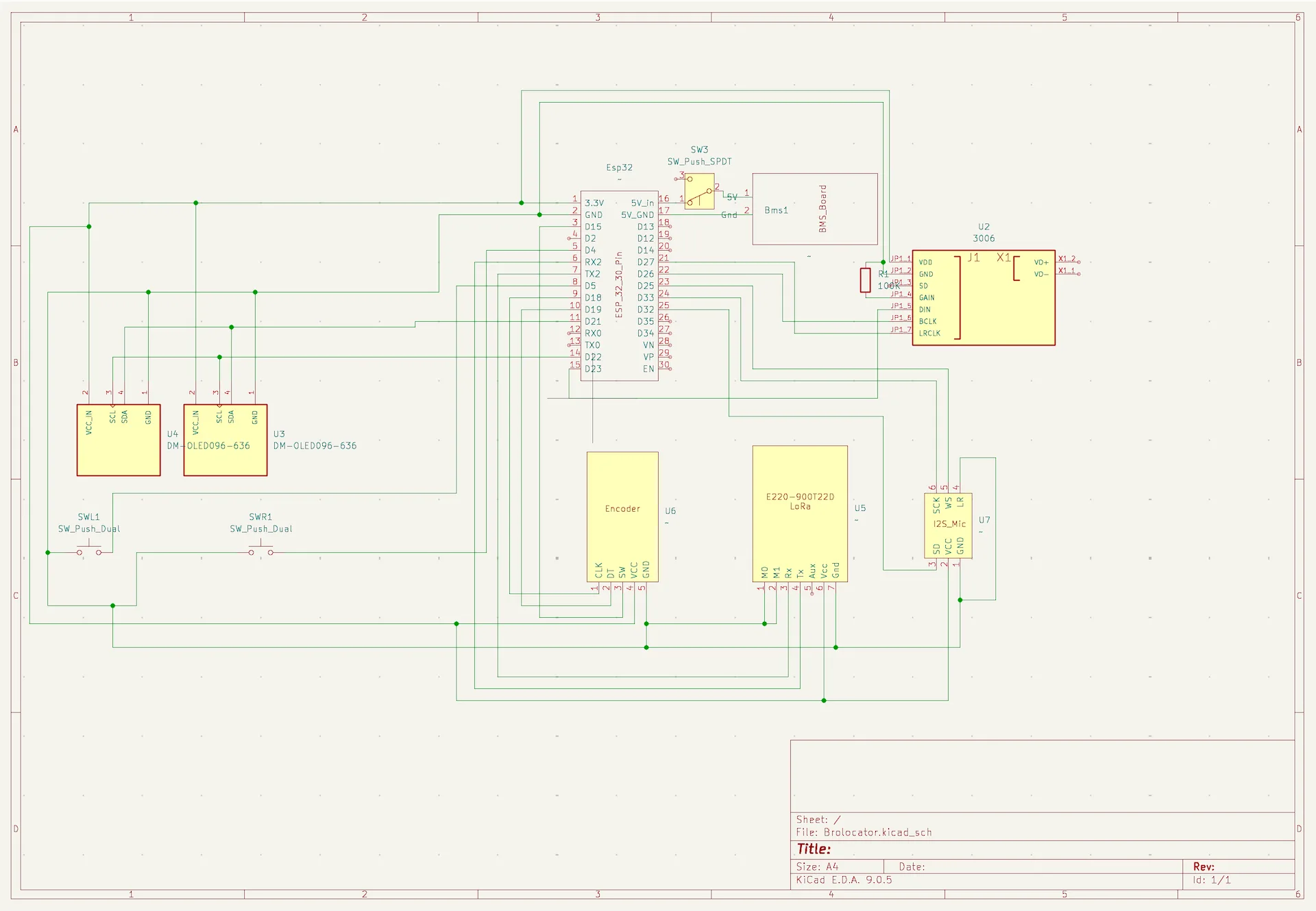 KiCAD schematic for Brolocator PCB