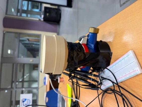 The completed reader mounted on a water meter